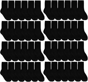 48 PK Yacht & Smith Kids Premium Cotton Crew Socks Black Size 4-6 Boys Crew Sock - Picture 1 of 7