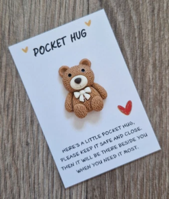 Brown Bear Teddy Bear Pocket Hug Token Keepsake Gift Family Friend Animal