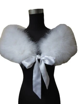 Capa de piel de avestruz real encogida de hombros para novia boda fiesta chal envolvente suave 14 colores Foto 1 de 4