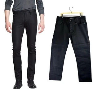 John Varvatos 30”x26” Skinny Fitted Coated Black Skull Moto Grunge Gothic $328 - Picture 1 of 18