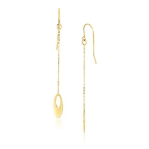 14k Gelbgold Ausschnitt ovale Kette hängende Ohrringe - Bild 1 von 1