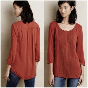 Anthropologie Maeve Crescent Street Bluse Burnt Orange Größe 6 - Bild 1 von 9