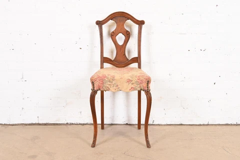French Louis XV Petite Carved Walnut Side Chair, Circa 1920s Cover