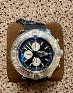 BREITLING SUPER AVENGER II 48mm BLACK DIAL W/ Box & Papers A133711 (PAP003955) - Picture 1 of 12