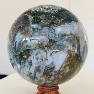 1615g Natural Moss Agate Quartz crystal Sphere Mineral specimen Healing AH1 - Picture 1 of 16