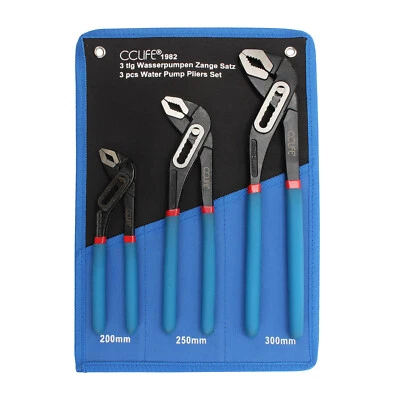 3 tlg Wasserpumpen Wasserpumpenzange Zange Wasserpumpenzangen set 200 250 300 mm - Bild 1 von 4