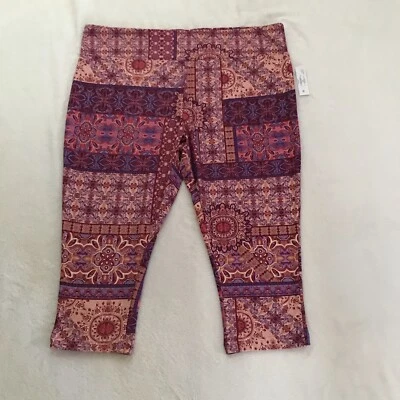 Leggings capri Terra & Sky para mujer Plus Boho retazos cintura elástica 3X (24W-26W) NUEVOS Foto 1 de 4