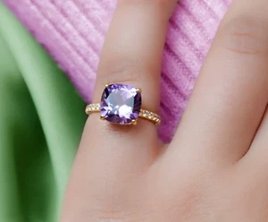 Tanzanite Ring-Cushion Stone Ring-Women Ring-Fancy Stylish Jewelry Gift For Her - Picture 1 of 4