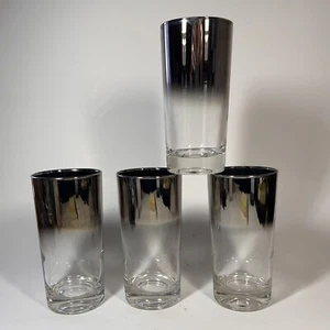 MCM Silver Fade Lusterware 4 vasos highball Dorothy Thorpe (?) Ombre Barware - Imagen 1 de 7