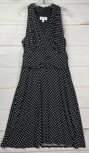 Ronni Nicole Dress Womens 16 Black Polka Dot V Neck Flowy Stretch Midi Ladies - Picture 1 of 11
