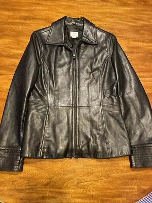 Apt. 9 Куртка женская размер средний черный из овечьей кожи полный молнии карманы стильный - Изображение 1 из 4