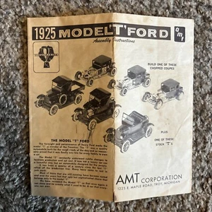 Instructions Sheet Only AMT 1925 Model "T" Ford Model Kit Assembly sheet only - Picture 1 of 5
