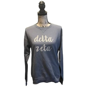 Comfort Wash Delta Zeta Sweatshirt Blue Size Small College Sorority Graphic - Picture 1 of 9