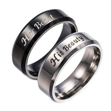  12# Her King His Queen Titanium Stainless Steel Couples Finger Ring His and