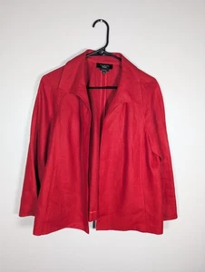TALBOTS Jacket Blazer M Irish Linen Red Open Office Career Summer - Picture 1 of 5