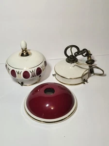 Art Deco Ceiling Light Fixture Parts 1920s Porcelain PARTS ONLY Burgundy Gold  - Picture 1 of 16
