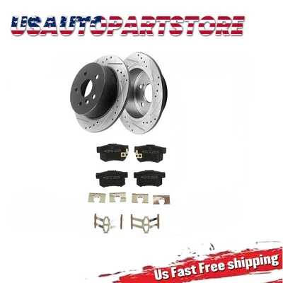 Rear Drilled Brake Rotors Ceramic Pads fits 2006-2014 2015 Honda Civic Acura CSX Foto 1 de 4
