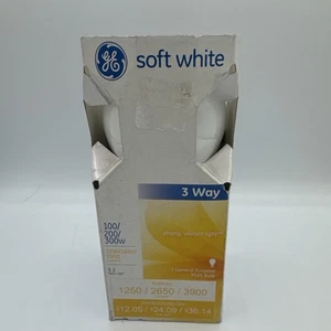 Ge Soft White 3 Way Bulb 100/200/300, 1250/2650/390 Lumen Ps25 Base New - Picture 1 of 1