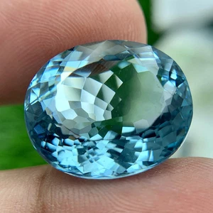 22.55 CT AAA+SANTA MARIA BLUE QUARTZ OVAL BRAZIL GEMSTONE CHRISTMAS GIFT - Picture 1 of 2
