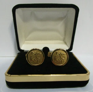 Set of MERRILL LYNCH BULL Cufflinks Gold-tone Outline - Picture 1 of 3