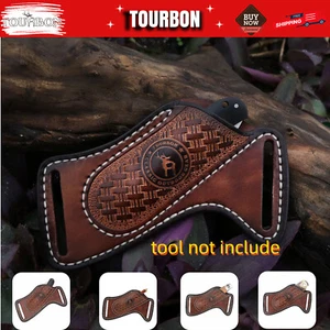 TOURBON Coltello Lama Pieghevole Pelle Fodero Cintura Marsupio Tasca Coltelli Custodia - Foto 1 di 24