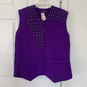 Vtg Gene Ewing Jacket Vest Womens Medium Puff Embellished Art To Wear 100% Silk - Picture 1 of 6