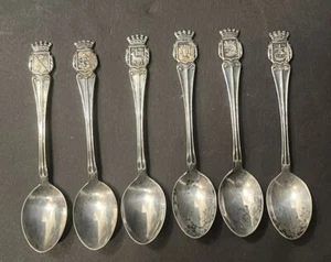 Vintage SWEDEN Coat of Arms Souvenir Spoon - Set of Six Different - EX PR NS - Picture 1 of 4