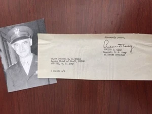 GENERAL LUCIUS D CLAY SIGNED, NUREMBERG & DACHAU NAZI CRIMINAL WAR CRIMES, WWII - Picture 1 of 2