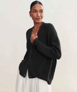 $475 Jenni Kayne 100% Cashmere Caccoon Cardigan Boxy Oversize Sweater Size Large - Picture 1 of 14