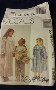 MCCALLS 5698 LANZ NIGHTGOWN PJ BOOTIES GIRLS 8,10 & DOLL PATTERN CUT COMPLETE - Picture 1 of 7