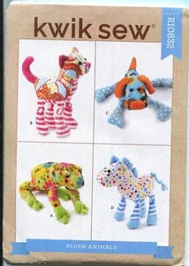KWIK SEW R10832 PLUSH ANIMALS 4 STYLES UNCUT 2020 - Picture 1 of 3