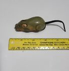 Vintage Tin Friction Toy Green Mouse. Non-Working. Rubber Tail 3in 