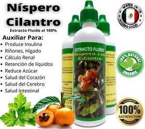Nispero Loquat & Cilantro Extracto Fluido Productor Natural Insulina Calculos 