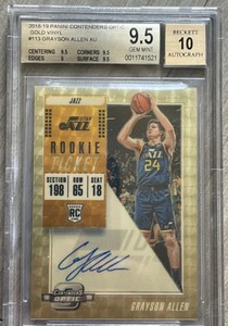 AS 2018-19 Panini Contenders Optic Gold Vinyl RC Auto Grayson Allen 1/1 BGS 9.5