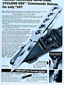 Cyclone 600 Commando Knives Vintage 1987 Ad Original Print Ad 8.5 x 10.5" - Imagen 1 de 3