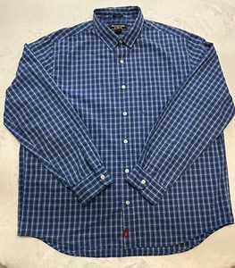 Abercrombie & Fitch AF Mens Muscle Button Up Shirt Size XL Blue White Plaid L/S - Picture 1 of 11