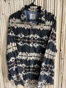 American Eagle Heritage Flannel Mens Shirt XL Aztec Navajo Tribal Button Up - Picture 1 of 8