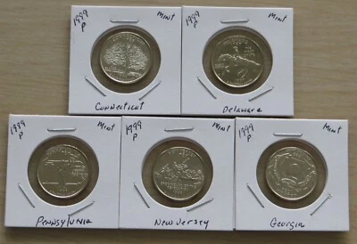 5 1999p State Quarters (6P1-5) Uncirculated from the US Mint set - Image 1 of 4