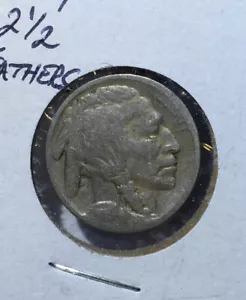 BUFFALO 5c 1919 VG 2 1/2 FEATHERS ERROR KM 134 - Picture 1 of 3