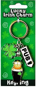 Lucky Irish Charm Pub/Pint Metal Keyring  (sg 03823) - Picture 1 of 1