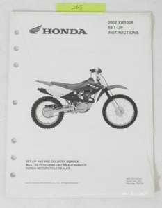 2002 Genuine Honda XR100R Factory Dealer Set-Up Instructions Guide 02 XR 100 R - Picture 1 of 3