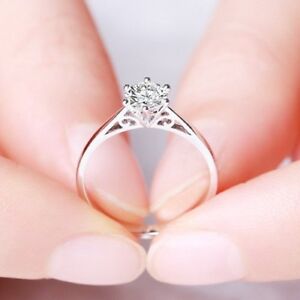 4mm/5mm Unique AAA CZ 925 Silver Band Women's Engagement Solitaire Ring Size 4-9