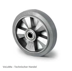 Schwerlastrad Elastik Vollgummi Rad 125 160 200 Aluminium Felge INKL. Montageset - Bild 1 von 3
