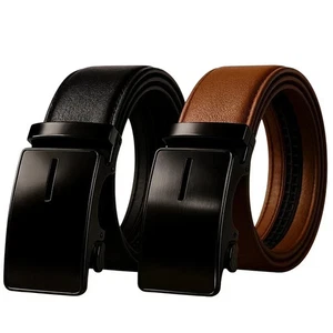 Cinturones de trinquete de cuero de marca para hombre (paquete de 2, talla 42) hebilla ajustable - Imagen 1 de 6