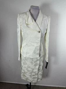 Kasper Women’s Ivory Color Long Sleeve Jacket Skirt Suit Set Size 6 - Picture 1 of 9