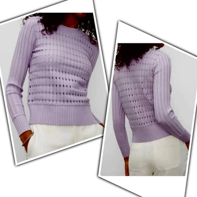 Suéter Club Monaco punto abierto cuello redondo color lila. Talla grande. Usado en excelente estado Foto 1 de 4