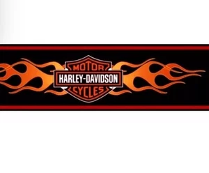 Harley Davidson Wallpaper Border Motorcycle Logo Orange Flames Lot Of 2 Sealed - Picture 1 of 4
