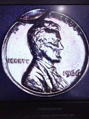 1966 1c Double Struck Multiple Error Uncirculated Beauty Red Toned - Image 1 of 4