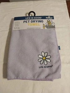 LIFE IS GOOD Daisy Dog Pet Towel Microfiber Drying Logo Purple NWT - Picture 1 of 7