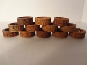 Lote de 12 Hermosas Servilletas de Madera Talladas a Mano Soporte Hojas Florales - Imagen 1 de 8